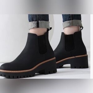 Decarsdz Black Chunky Chelsea Boots